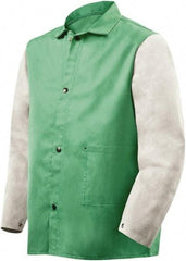 Steiner - Size 4XL Flame Resistant/Retardant Jacket - Green, Gray, Cotton & Leather, Snaps Closure - Industrial Tool & Supply