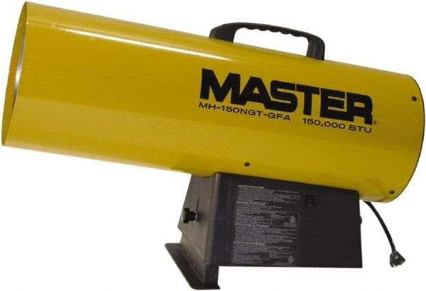 Master - 150,000 BTU Rating, Natural Gas Forced Air Heater - 3,800 Sq Ft Max Heating Area, 100 Lb Capacity, Fuel with Natural Gas - Industrial Tool & Supply