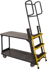 Ballymore - 63" 3 Step Ladder/Cart - Merchandise Ladder Cart, 1,000 Lb Capacity, 28" Platform Height, 21" Base Width x 51" Base Depth, Abrasive Mat Tread - Industrial Tool & Supply