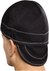 Steiner - Size 3 x 8", Flame Resistant Elastic Neck Protection Cap - Black Solid Pattern, Cotton - Industrial Tool & Supply