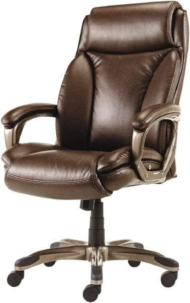 ALERA - 47" High Executive High Back Leather Chair - 27" Wide x 30-3/8" Deep, Leather Seat, Brown - Industrial Tool & Supply
