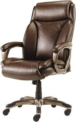 ALERA - 47" High Executive High Back Leather Chair - 27" Wide x 30-3/8" Deep, Leather Seat, Brown - Industrial Tool & Supply