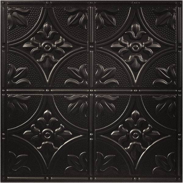 Genesis - 23-3/4" Long x 23-3/4" Wide x 0.11" Thick, Vinyl Ceiling Tile - ASTM E-84 Specification, Black - Industrial Tool & Supply