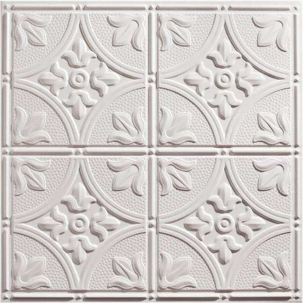 Genesis - 23-3/4" Long x 23-3/4" Wide x 0.11" Thick, Vinyl Ceiling Tile - ASTM E-84 Specification, White - Industrial Tool & Supply