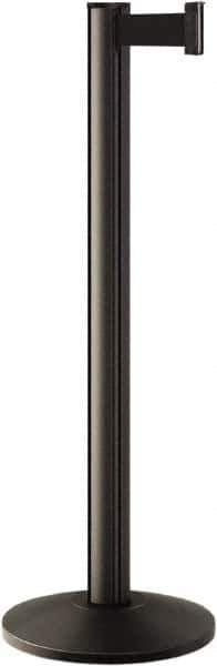 Lavi Industries - 40" High, 2-3/4" Pole Diam, Stanchion - 14" Base Diam, Dome Cast Iron Base, Polished Chrome (Color) Aluminum Post, 7' x 2" Tape, Single Line Tape - Industrial Tool & Supply