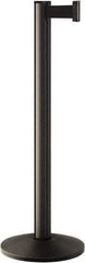 Lavi Industries - 40" High, 2-3/4" Pole Diam, Stanchion - 14" Base Diam, Dome Cast Iron Base, Polished Chrome (Color) Aluminum Post, 7' x 2" Tape, Single Line Tape - Industrial Tool & Supply