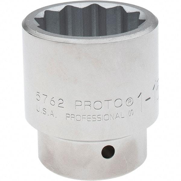 Proto - 1-15/16", 1" Drive, Standard Hand Socket - 12 Points, 3-5/16" OAL, Steel, Full Polish Finish - Industrial Tool & Supply