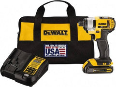 DeWALT - 20 Volt, 1/4" Drive, 117 Ft/Lb Torque, Cordless Impact Driver - Mid-Handle, 2800 RPM, 1 Lithium-Ion Battery Included - Industrial Tool & Supply