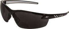 Edge Eyewear - +2, Smoke Gray Lenses, Scratch Resistant, Framed Magnifying Safety Glasses - UV Protection, Black/Gray Nylon Frame, ANSI, MCEPS - Industrial Tool & Supply