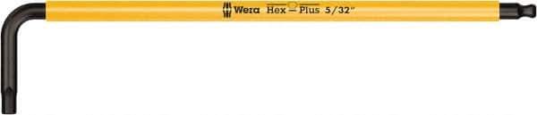 Wera - 5/32" Hex, Long Arm, Hex Key - 5-3/8" OAL, Cast Steel, Inch System of Measurement - Industrial Tool & Supply
