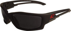 Edge Eyewear - Smoke Lenses, Framed Safety Glasses - Scratch Resistant, Black Nylon Frame, Size Universal, Wrap Around - Industrial Tool & Supply