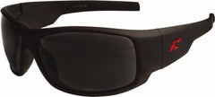 Edge Eyewear - Smoke Lenses, Framed Safety Glasses - Scratch Resistant, Black Nylon Frame, Size Universal, Wrap Around - Industrial Tool & Supply