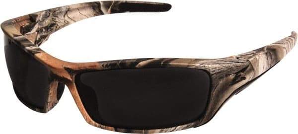 Edge Eyewear - Smoke Lenses, Framed Safety Glasses - Scratch Resistant, Forest Camo Nylon Frame, Size Universal, Wrap Around - Industrial Tool & Supply