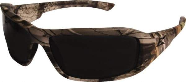 Edge Eyewear - Smoke Lenses, Framed Safety Glasses - Scratch Resistant, Forest Camo Nylon Frame, Size Universal, Wrap Around - Industrial Tool & Supply