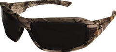 Edge Eyewear - Smoke Lenses, Framed Safety Glasses - Scratch Resistant, Forest Camo Nylon Frame, Size Universal, Wrap Around - Industrial Tool & Supply