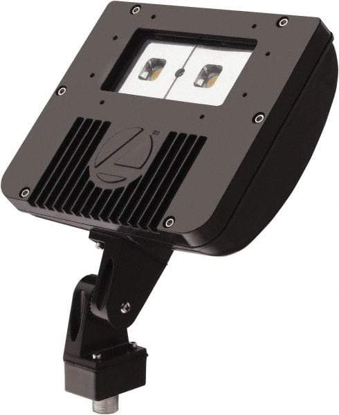 Lithonia Lighting - 1 Head, 120-277 Volt, 42 Watt, LED Floodlight Fixture - Knuckle Mount, 3-1/8" Long x 8-7/8" Wide x 7-3/4" High, Aluminum Housing - Industrial Tool & Supply