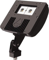 Lithonia Lighting - 1 Head, 120-277 Volt, 42 Watt, LED Floodlight Fixture - Knuckle Mount, 3-1/8" Long x 8-7/8" Wide x 7-3/4" High, Aluminum Housing - Industrial Tool & Supply