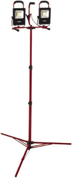 Bayco - 20 Watt, Electric, LED Portable Tripod Work Light - 6' Cord, 2 Heads, 4,400 Lumens, Aluminum, 82-1/2" Long x 18.4" Wide x 7.3" High - Industrial Tool & Supply