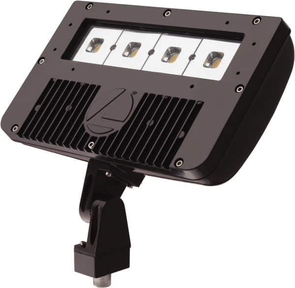Lithonia Lighting - 1 Head, 120-277 Volt, 54 Watt, LED Floodlight Fixture - Knuckle Mount, 3-1/8" Long x 12-7/8" Wide x 7-3/4" High, Aluminum Housing - Industrial Tool & Supply