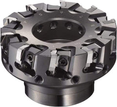 Sumitomo - 100mm Cut Diam, 14.4mm Arbor Hole, 50mm Max Depth of Cut, 90° Indexable Chamfer & Angle Face Mill - 8 Inserts, NF-LDEN Insert, Right Hand Cut, 8 Flutes, Through Coolant, Series HF - Industrial Tool & Supply