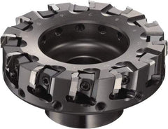 Sumitomo - 125mm Cut Diam, 9.5mm Arbor Hole, 50mm Max Depth of Cut, 90° Indexable Chamfer & Angle Face Mill - 15 Inserts, NF-LDEN Insert, Right Hand Cut, 15 Flutes, Through Coolant, Series HF - Industrial Tool & Supply