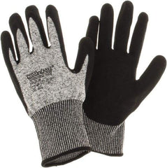 PRO-SAFE - Size XL (10), ANSI Cut Lvl 4, Nitrile Coated HPPE Fiber Cut Resistant Gloves - Palm & Fingers Coated, Continuous Knit Cuff, Gray, Paired - Industrial Tool & Supply