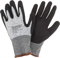 PRO-SAFE - Size L (9), ANSI Cut Lvl 4, Nitrile Coated HPPE Fiber Cut Resistant Gloves - Palm & Fingers Coated, Continuous Knit Cuff, Gray, Paired - Industrial Tool & Supply
