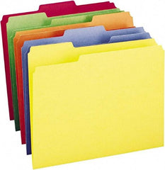 SMEAD - 8-1/2 x 11", Letter Size, Assorted Colors, File Folders with Top Tab - 11 Point Stock, 1/3 Tab Cut Location - Industrial Tool & Supply