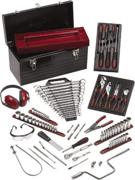 GearWrench - 89 Piece 1/4 & 3/8" Drive Aviation Tool Set - Comes in Steel Tote Box - Industrial Tool & Supply