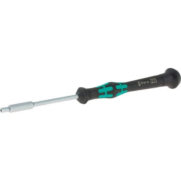 Wera - 2mm Solid Shaft Precision Nutdriver - Cushion Grip Handle, 6-1/4" OAL - Industrial Tool & Supply