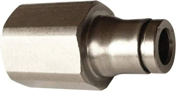 Legris - 1/2" Outside Diam, 1/2 NPT, Nickel Plated Brass Push-to-Connect Tube Female Connector - 435 Max psi, Tube to Female NPT Connection, FKM O-Ring, Conforms to FDA Standards - Industrial Tool & Supply