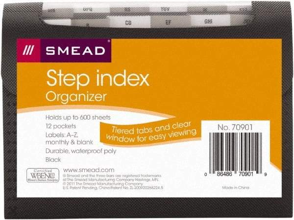 SMEAD - 8-1/2 x 11", Letter Size, Black, A-Z Indexed Expanding Files - 1/6 Tab Cut Location - Industrial Tool & Supply