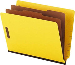 Universal One - 8-1/2 x 11", Letter Size, Yellow, Classification Folders with End Tab Fastener - 25 Point Stock, Straight Tab Cut Location - Industrial Tool & Supply