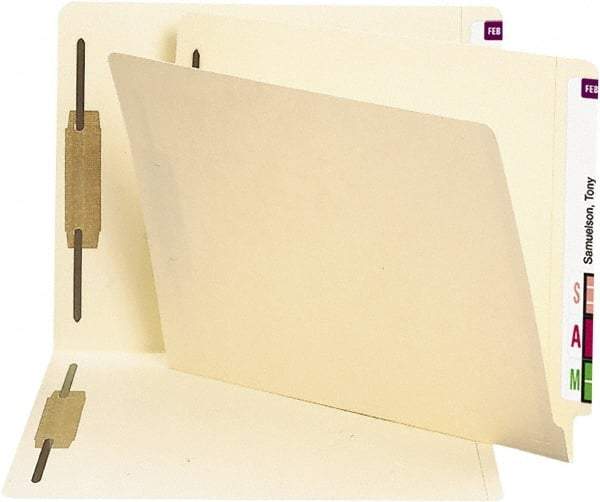 SMEAD - 8-1/2 x 11", Letter Size, Manila, File Folders with End Tab - 11 Point Stock, Straight Tab Cut Location - Industrial Tool & Supply