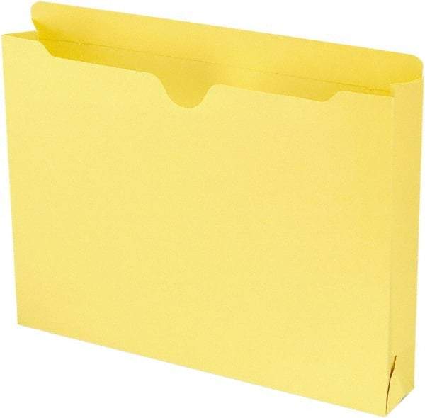 SMEAD - 8-1/2 x 11", Letter Size, Yellow, Colored Folders with Double-Ply Tabs - 11 Point Stock, Straight Tab Cut Location - Industrial Tool & Supply