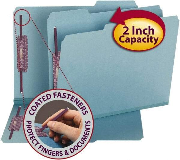 SMEAD - 8-1/2 x 11", Letter Size, Blue, File Folders with Top Tab - 23 Point Stock, 1/3 Tab Cut Location - Industrial Tool & Supply