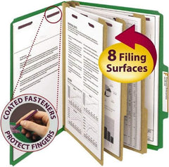 SMEAD - 8-1/2 x 11", Letter Size, Green, Classification Folders with Top Tab Fastener - 23 Point Stock, 2/5 Tab Cut Location - Industrial Tool & Supply