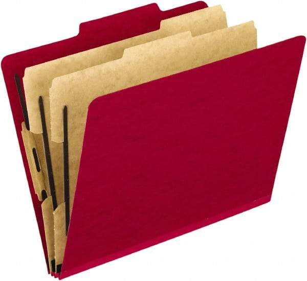 Pendaflex - 8-1/2 x 11", Letter Size, Scarlet, Classification Folders with Top Tab Fastener - 20 Point Stock, Right of Center Tab Cut Location - Industrial Tool & Supply