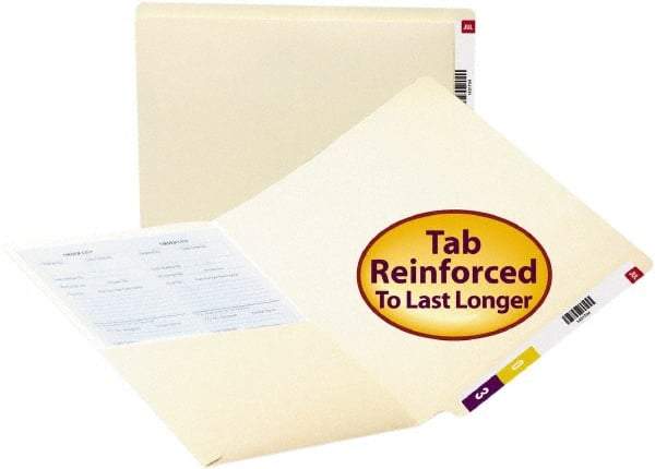 SMEAD - 8-1/2 x 11", Letter Size, Manila, Classification Folders with End Tab Fastener - 11 Point Stock, Straight Tab Cut Location - Industrial Tool & Supply