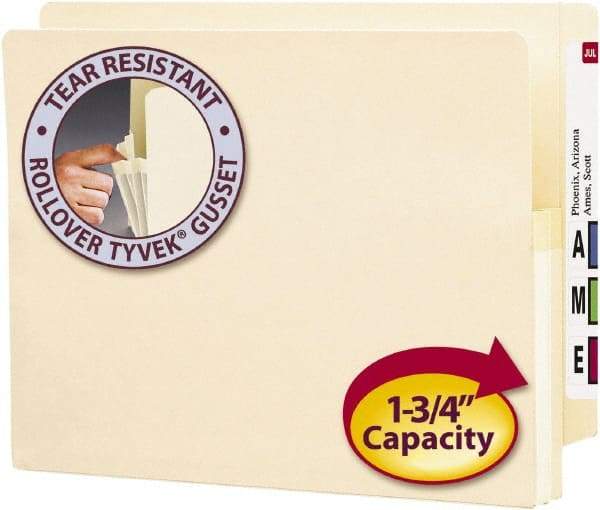 SMEAD - 8-1/2 x 11", Letter Size, Manila, Expansion Folders - Straight Tab Cut Location - Industrial Tool & Supply