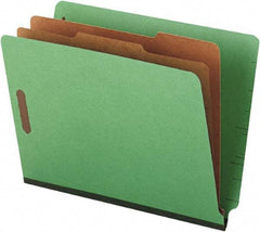 UNIVERSAL - 8-1/2 x 11", Letter Size, Green, Classification Folders with End Tab Fastener - 25 Point Stock, Straight Tab Cut Location - Industrial Tool & Supply