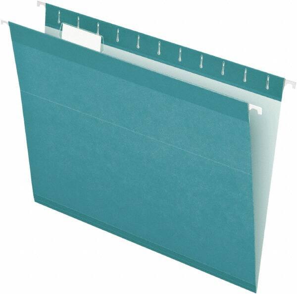 Pendaflex - 8-1/2 x 11", Letter Size, Aqua, Hanging File Folder - 11 Point Stock, 1/5 Tab Cut Location - Industrial Tool & Supply