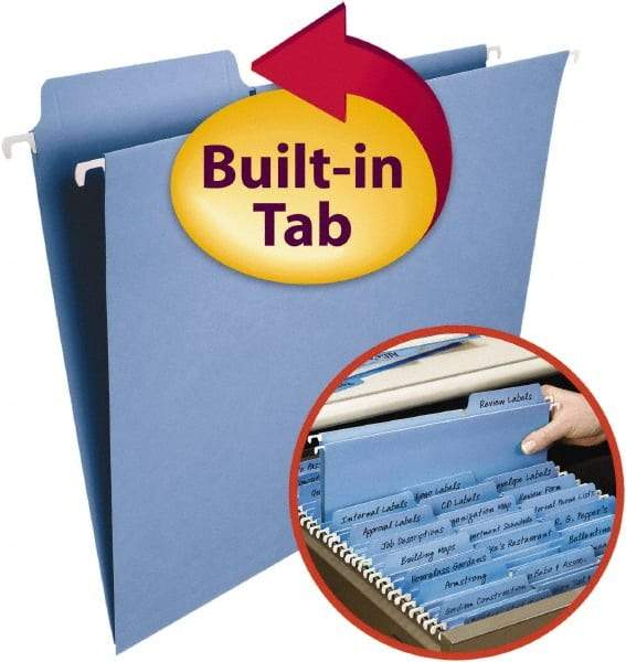 SMEAD - 8-1/2 x 11", Letter Size, Blue, Hanging File Folder - 11 Point Stock, 1/3 Tab Cut Location - Industrial Tool & Supply