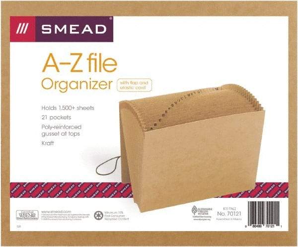 SMEAD - 8-1/2 x 11", Letter Size, Kraft, A-Z Indexed Expanding Files - Industrial Tool & Supply