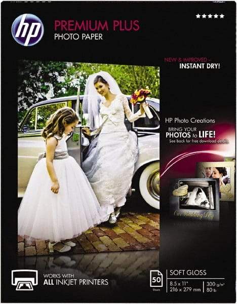 Hewlett-Packard - 8-1/2" x 11" White Photo Paper - Use with Inkjet Printers - Industrial Tool & Supply
