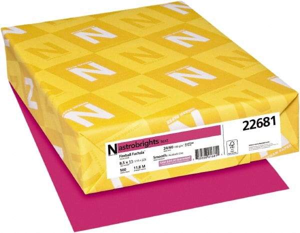 Neenah Paper - 8-1/2" x 11" Fireball Fuchsia Colored Copy Paper - Use with Laser Printers, Copiers, Inkjet Printers - Industrial Tool & Supply