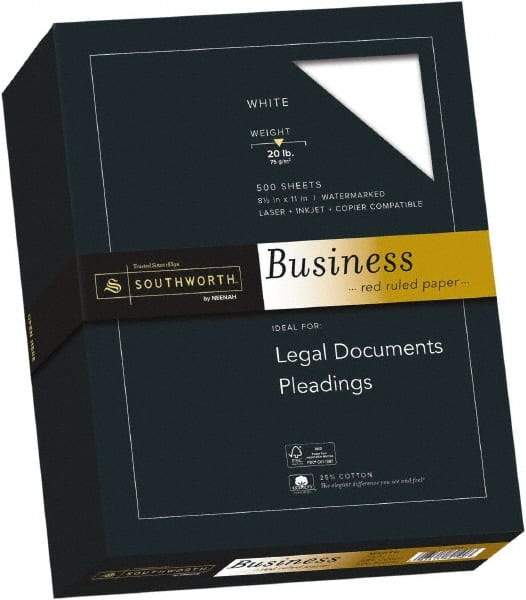 Southworth - 8-1/2" x 11" White & Red Colored Copy Paper - Use with Laser Printers, Copiers, Inkjet Printers - Industrial Tool & Supply