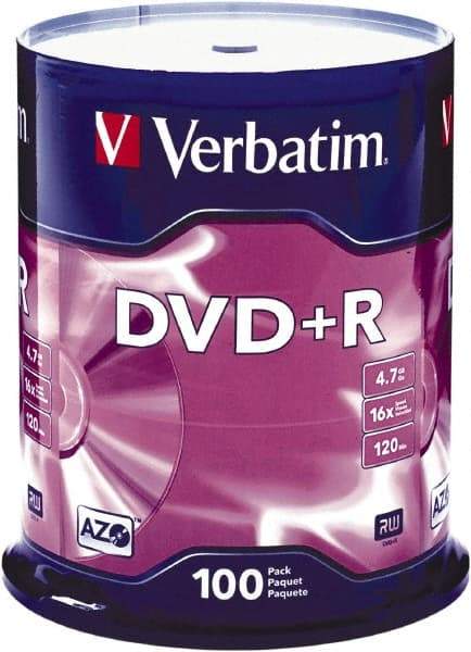 Verbatim - Silver DVD+R Disc - Use with CD, DVD - Industrial Tool & Supply