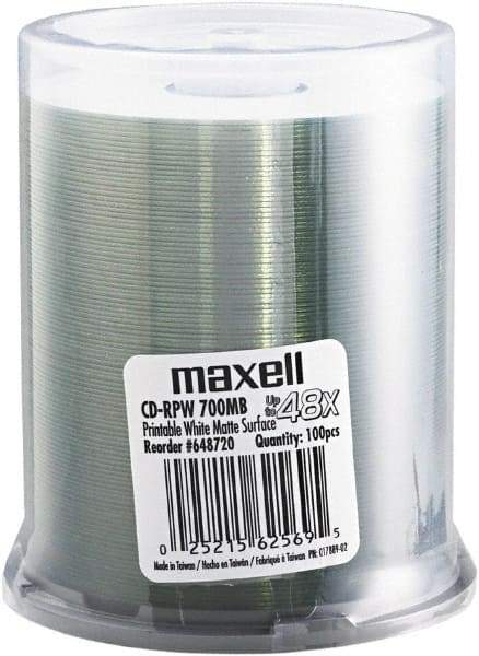 Maxell - Matte White CD-R Discs - Use with CD, DVD - Industrial Tool & Supply