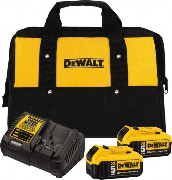 DeWALT - 20 Volt, 2 Battery Lithium-Ion Power Tool Charger - 1 hr to Charge, AC Wall Outlet Power Source, Batteries Included - Industrial Tool & Supply
